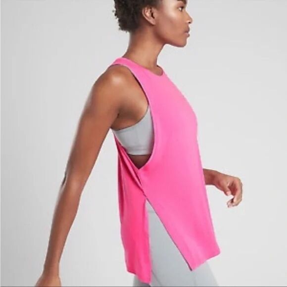 Athleta Neon Pink Essence Side Slit Tank Top - Picture 1 of 8